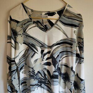 Chicos Shirt Women Long Sleeve, Size 2 Rayon Spandex